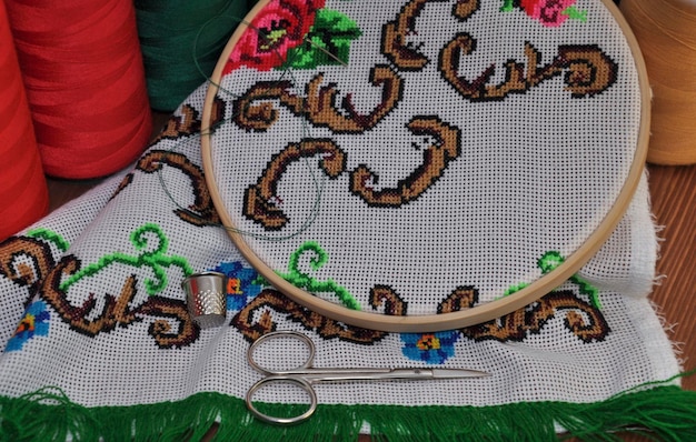 Ręczny haft na płótnie